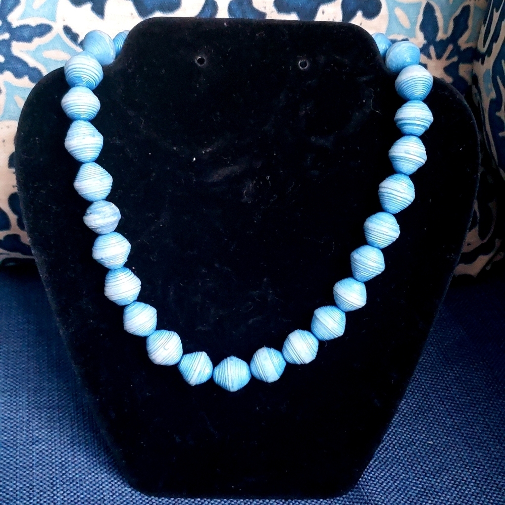 Handmade paper necklace and earrings.